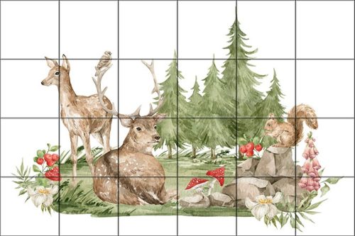 Ceramic tile mural - deers in the forest