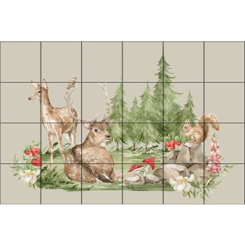 Ceramic tile mural - deers in the forest