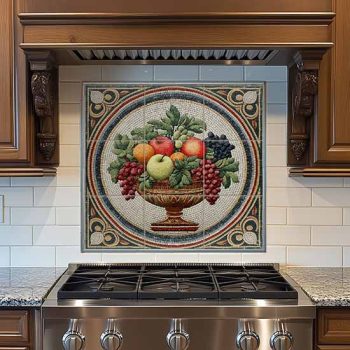 ceramic tile mural with fruit bowl ornamental pattern