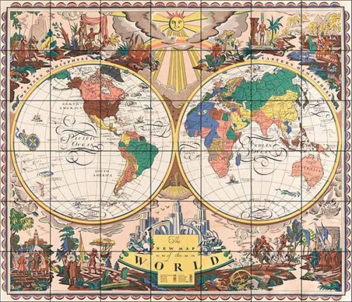 Tile mural - antique map 