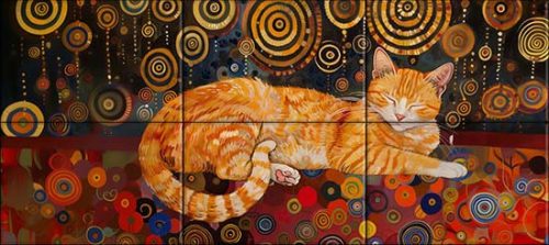Ceramic tile mural - Cats and dogs II.