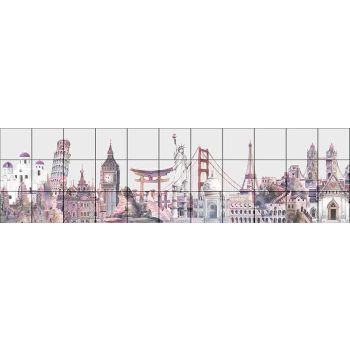Ceramic tile mural - landmarks II. Ceramic tile mural - landmarks II.