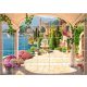 Mediterranean Tile Mural with Terrace, Fountain and Lakeside Town