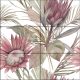 Tile mural with watercolor-style pastel protea flowers and tropical leaves