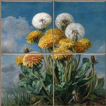 Ceramic tile mural - Butterfly and dandelion 