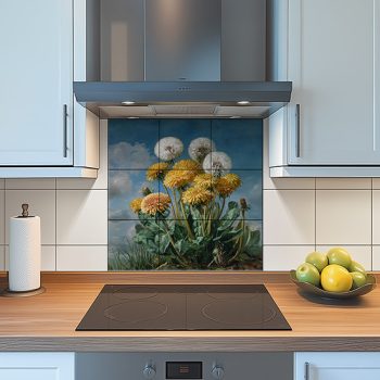 Ceramic tile mural - Butterfly and dandelion