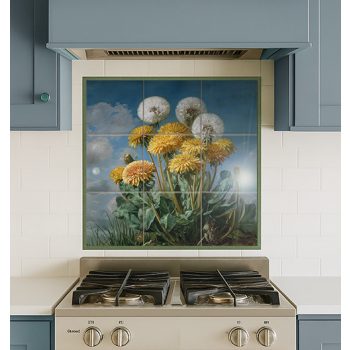 Ceramic tile mural - Butterfly and dandelion 