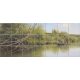 Riverside landscape with fishing boat ceramic tile mural 
