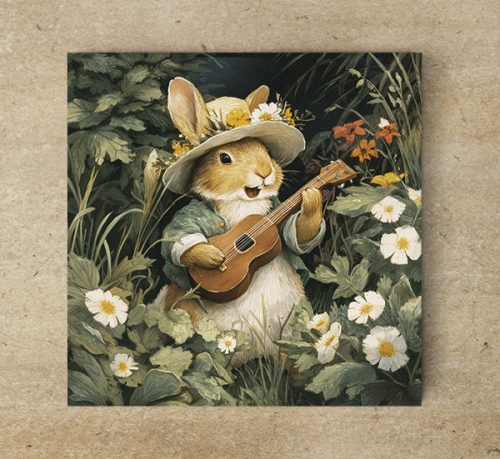 Signing bunny  - ceramic tile trivet