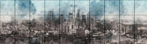 Futurisztikus város - Mozaik csempe (200x60 cm)