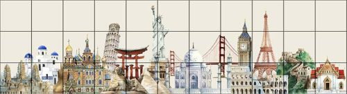 Híres épületek - Mozaik csempe (167x45 cm)
