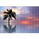 Tile mural - Beach and palm tree in the sunset