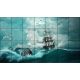 Ceramic tile mural of a sailing ship in a stormy sea with dark clouds and dramatic waves