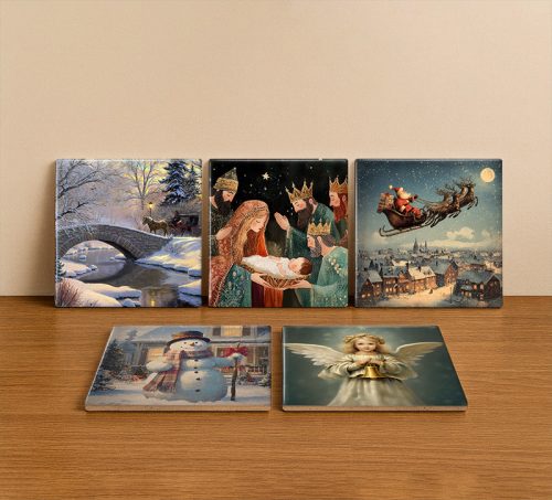 Ceramic tile mural - children playing snowball 