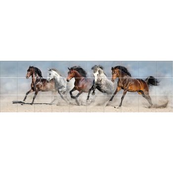 Lovak, Mustangok - mozaik csempe (152x45cm) Lovak, Mustangok - mozaik csempe (152x45cm)