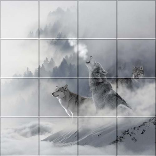 Tile mural - wildlife - wolves 