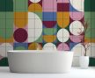 Geometric retro - tile mural
