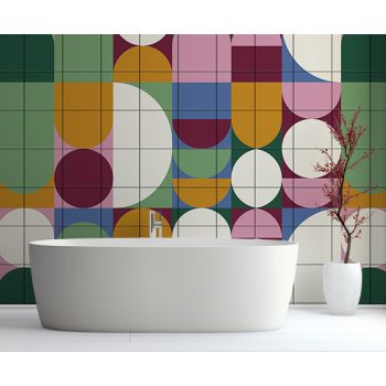 Geometrikus retró mintás fali csempe 