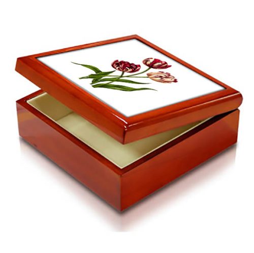  Wooden box with tulip pattern