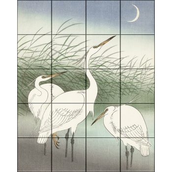 Ceramic tile mural - birds -herons -Japanese  Ceramic tile mural - birds -herons -Japanese