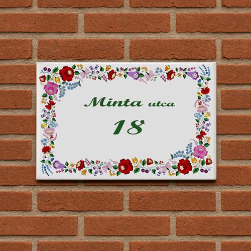Kalocsai mintás kerámia házszámtábla
