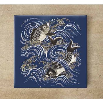 Edényalátét csempe - pontyok a habokban