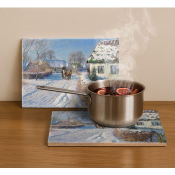 Ceramic trivet - road in the village