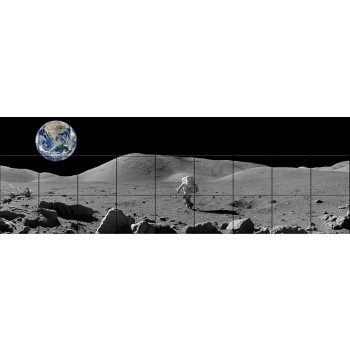 Csempekép űrhajóssal a Holdon, háttérben a Föld – dekorcsempe