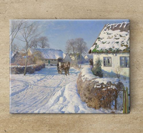 Ceramic trivet - road in the village