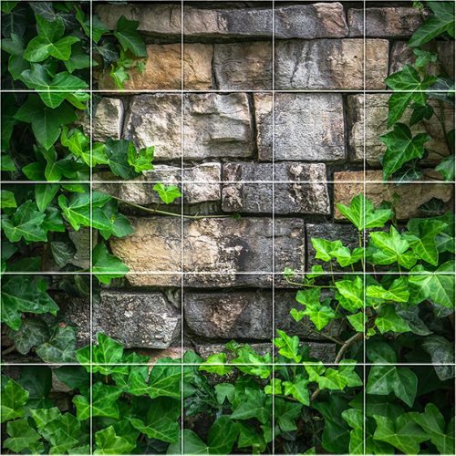 Ceramic tile mural - Ivy on stone wall