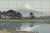 Japanese landscape with Mount Fuji, lake, boats and trees – ceramic tile mural