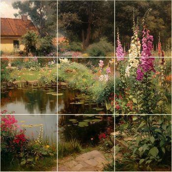 Kerti tó mintás fali dekorcsempe Kerti tó mintás fali dekorcsempe