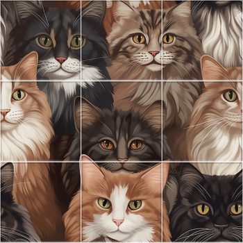 Ceramic tile mural - Cats and dogs II. Ceramic tile mural - Cats and dogs II.
