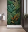 Tropical leaves ceramic tile mural with monstera and banana leaves
