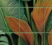 ceramic tile mural tropical leaf pattern green gold