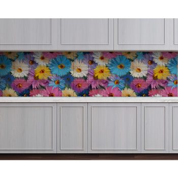 Színes margaréta mintás fali csempe 