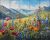 Mountain landscape with wildflowers – ceramic tile mural decor tile