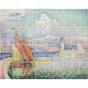 Csempekép Paul Signac Marseille le port festménye utánpekép Vincent Van Gogh mandulavirágzás cimű festménye után