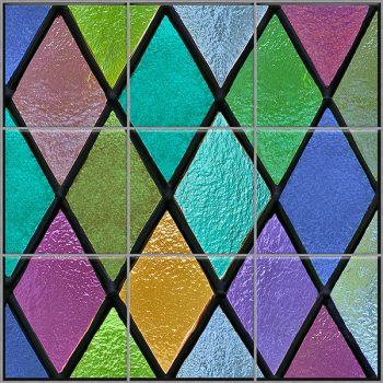 Dekorcsempe színes ólomüveg hatású rombuszmintával