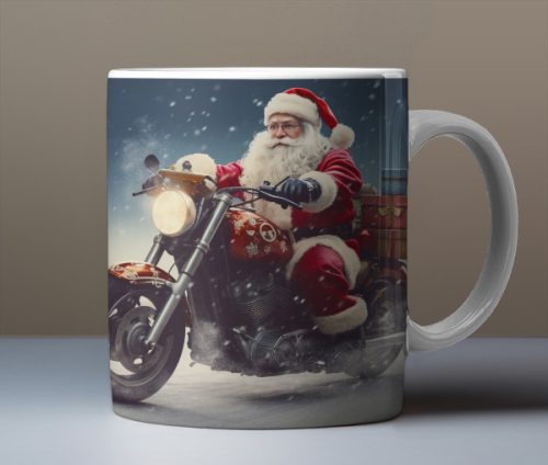 Santa on motorcycle mug