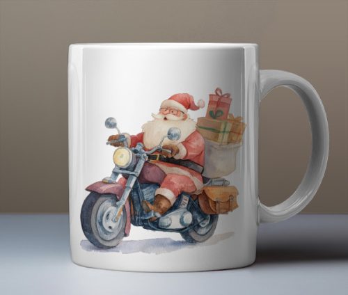 Santa on motorcycle mug
