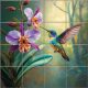 Kolibri és orchidea mintás fali csempe 
