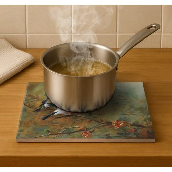 Ceramic tile trivet - birds -Bullfinch 