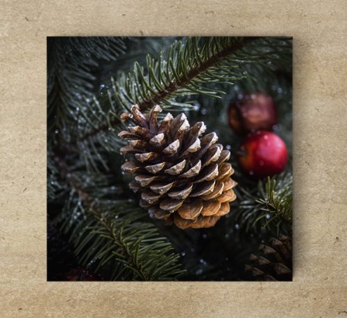 Edényalátét csempe - Karácsonyfa tobozzal