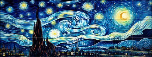 Van Gogh: Csillagos éj csempe