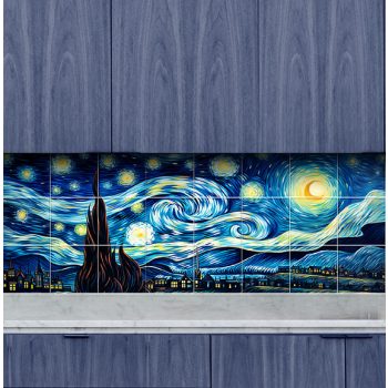 Van Gogh: Csillagos éj csempe