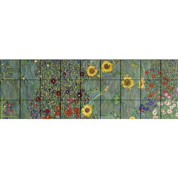 Ceramic tile mural - Gustav Klimt: Village garden with sunflowers  Ceramic tile mural - Gustav Klimt: Village garden with sunflowers