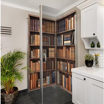 Zuhanyzó csempe könyvespolc mintás