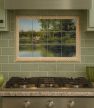 Kitchen Tile mural with riverbank, trees and men fishing