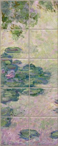 Claude Monet tavirózsák dekorcsempe csempekép vízfelülettel és virágokkal
